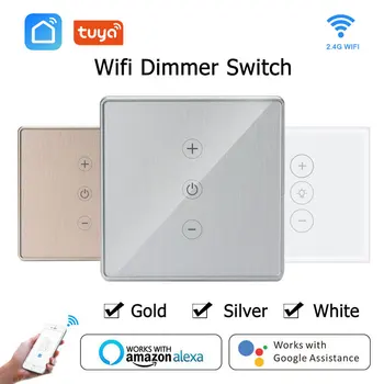 Wifi Dimmer Dotik Stikala za Luč 400W Smart Life/Tuya APP Remote Glasovni Nadzor Deluje Z Alexa googlova Domača stran Srebrna Zlata Plošča