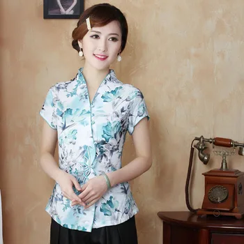 Ženske, Etnične Vrh Tradicionalnih Kitajskih Oblačil Vintage Original Oblikovalec M L XL XXL 3XL 4XL Belo Zelene Majice Bluzo TYR051801