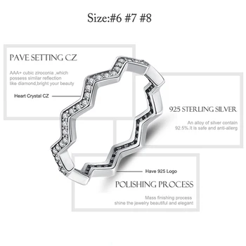 Verodostojno 925 Sterling Srebro Geometrijske Val Prst Obroči za Ženske, Poroke, Posla Modni Nakit S925 Darilo