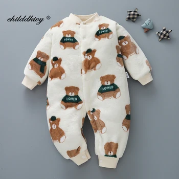 Newborn Baby Oblačila Pomlad Jesen Srčkan Baby Set za Malčke Dekliška Oblačila Jumpsuit za Fante Mehko Flanela Toplo Novorojenčka igralne obleke 0-18 M