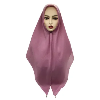 Moda Kvadratni Vodja Rute Visi Velik Biseri Elegantne Ženske Muslimanska oblačila Hidžab Bombaž Viskoza Malezija Headscarf Turban Zaviti 110x110cm