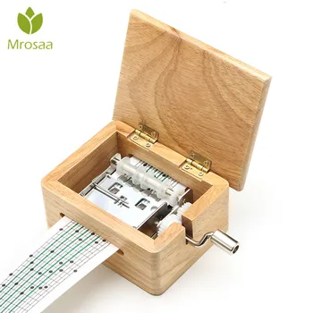 15 Ton DIY Strani-koljenast Music Box Leseno Škatlo Z Odprtino za Luknjanje In 10 kos Papirja Trakovi, Glasbe, Gibanja Polje papir trak