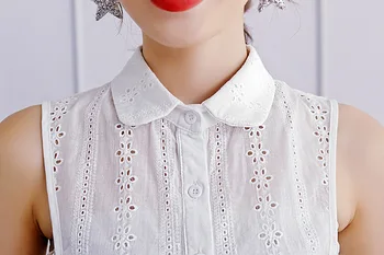 Vezene majica Bel bombaž Ženske Kravato Kristalno Šivanje dekorativni jeseni, pozimi divje majica dekorativni ponaredek ovratnik dekoracijo