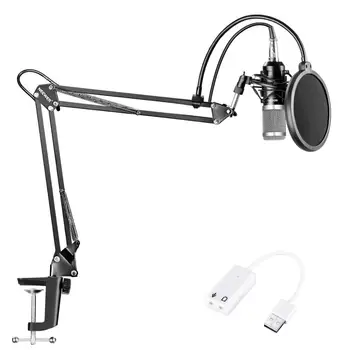 Neewer SZ-800 Kondenzatorskega Mikrofona, Komplet z USB Zvočno Kartico Adapter,Šok Gori,Pop Filter za Studio Snemanje Oddaje YouTube