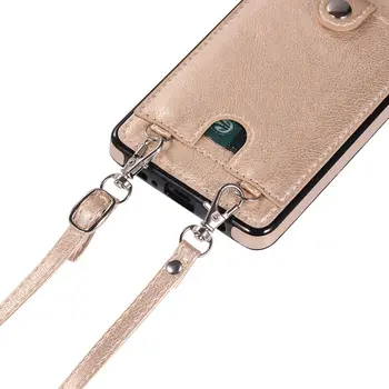 S Traku PU Usnjena torbica Za Samsung Galaxy Note 20 S20 Ultra 10 Plus 9 8 S8 S9 S10 Plus S10e S7 Rob Reže za Kartice Ogrlica
