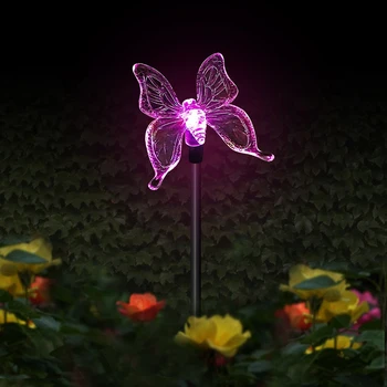 Sončne Vrtne Luči Ptica Metulj Dragonfly Solar Powered Poti Luči, Multi-Color Spreminjanje Prostem Krajine Pot Travnik Lučka