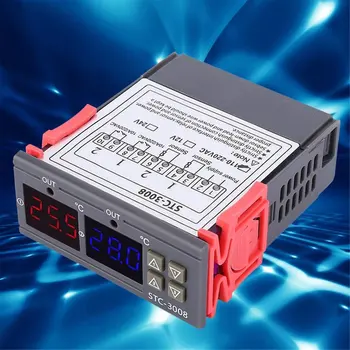 STC-3008 Dvojno LED Sonda Temperaturni Regulator Termostat za Nadzor Temperature Merilnik Z LED Display-em