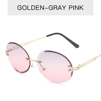 2020 novo rimless cut roba, sončna očala dame retro krog luksuzne blagovne znamke sončna očala ženske mala sončna očala ženske mirrorUV400