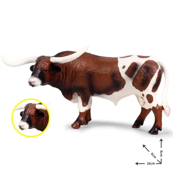 Plastični Dolgo Rog Bika Goveda Živali figuric Statične Srčkan Model Collection Krava Model Igrače za Otroke