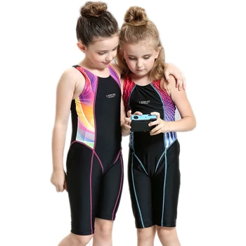 LANDUBI Konkurenčno Študentski Šport Plavati Obleko Dekle Kopalke Otroka, Otrok En Kos Kopalke za otroke Dostopi Mozaik črno XXS