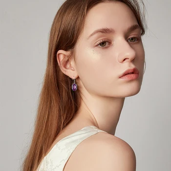 Resnično Ametist Uhani 925 Sterling Srebrni Uhani za Ženske korejski Earings Mode Fine Nakit 2020 Orecchini