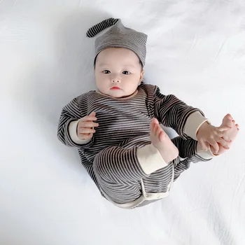 Novorojenega Otroka, igralne obleke Bombaž Dolg Rokav Prugasta Dropshipping Baby Fantje Dekleta Oblačila za 0-12M Baby Girl Obleke