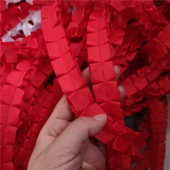 Grosgrain trakom čipke trim Krat čipke oprema DIY rdeče okrasne ruffle čipke Tkanine