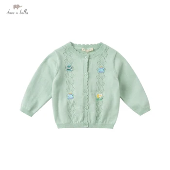 DBJ16971 dave bella pomlad malčke baby dekleta modni lok cvetlični jopico otroci malčka plašč otrok srčkan pleteni pulover