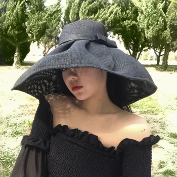 202008-panshi - Hepburn slog papir krpo veter robna lahko zložite lady prosti čas skp ženske prosti čas počitnic nedelja klobuk