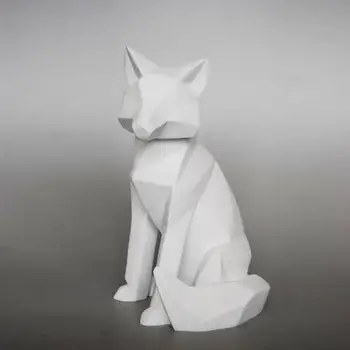 3D Povzetek Fox Obrti Geometrijske Smolo Fox Kiparstvo Namizno Dekoracijo Orgnament Živali Kip Handwork Živali Modle 05445