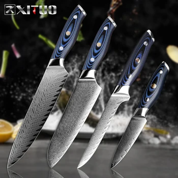 XITUO kuharski Nož Damask Strokovno Japonski Sharp Sankotu Cleaver Rezanje Boning Pripomoček Kuhinjski Nož Domov Kuhanje Orodja