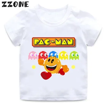 Fantje in Dekleta, Igre Pac-Man Jesti Duha Print majica s kratkimi rokavi Otroci Pacman Smešno Oblačila Baby Poletje Kratek Rokav Bela majica