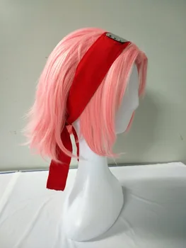 Anime Naruto Haruno Sakura Kratke Roza Styled Toplotno Odporne Lase Cosplay Kostum Lasulja + Glavo
