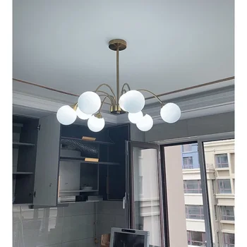 Sodobna bela stekleni lestenci, dnevna soba medenina lestenec razsvetljavo jedilnico stropni lestenec, spalnico, kuhinjo led svetilo