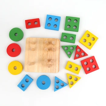 Otroške Igrače Izobraževalne Lesena Geometrijska Sortiranje Odbor Montessori Otroci Izobraževalne Igrače Za Zgodnje Poučevanje Stavbe Puzzle Otrok Darilo