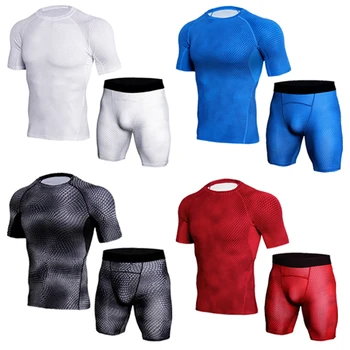 Moške prikrivanje toplotne perilo nastavite Kratek rokav toplotne perilo base layer moški športni stiskanje majice