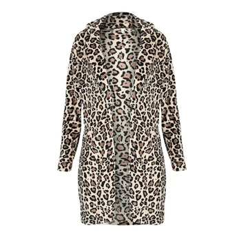 ženske pozimi toplo leopard faux kotlovec suknjič nov modni high street ženski dolgo velet runo outwear plašč
