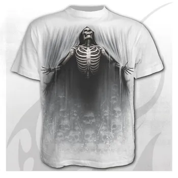 Camiseta de calavera par hombre, blusas de cráneos de teror con estampado 3D, camisa neformalnih de manga corta con cuello redond