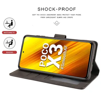 Na Za Xiaomi POCO X3 NFC Primeru Mi Poco X3 NFC Coque Flip Usnjena torbica za Xiomi Poco X 3 NFC Denarnice za Kartico sim Telefon Kritje Etui