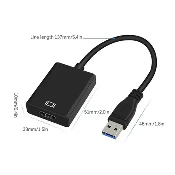 Premium HD 1080P USB 3.0 Za HDMI Video Kabel Adapter Pretvornik Za Prenosni Računalnik Tv Prenosni USB 3.0 Na HDMI Adapter