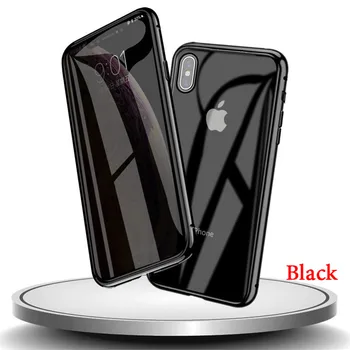 Zasebnost Stekla Magnetno Ohišje za iPhone 11 XR XS, 360 Anti-spy Primeru, Magnetni Zaščitna torbica za iPhone 11 Pro 6S 7 8