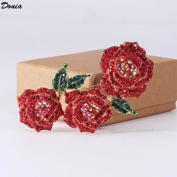 Makedoniji Nakit Nov vroč modni broška nakit rose broška tri tri-color cvet corsage dame, oblačila ovratnik pin dodatki