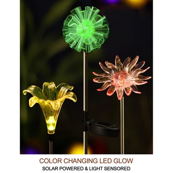 Sklop 3 Svetle Sončne Vložek Luči Figurice LED Regrat & Lily & Sončnično Barva Spreminja,