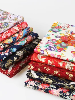 Japonski Kimono style bombažne tkanine Gilding tiskanje cheongsam krpo za obleko Mozaik Domačega tekstilnega materiala 150*50 cm