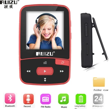 Nov Prihod Original RUIZU X50 Šport Bluetooth MP3 Predvajalnik 8gb Posnetek Mini z Zaslonom Podpora FM,Snemanje,E-Knjige,Ura,Pedometer