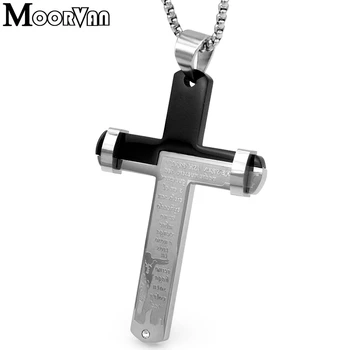 Moorvan krščanski križ za moške,visoke kakovosti punk ogrlico, obesek,velik križ iz nerjavečega jekla debelo nakit VP702