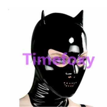 Čisti Latex Mačka masko fetiš latex kapuco čop z Zip na Hrbtu latex maske, Kostume in Pribor za Stranke halloween