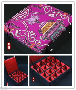 Debelo 3pcs Kitajski Ročno Klasično Svile Škatle Nakit 16 Kvadratnih Prostor