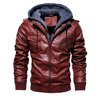 RIINR jeseni in pozimi moška usnjena jakna Evropski in Ameriški modni trend moške pu toplo pranje jakna s pocket M-4XL
