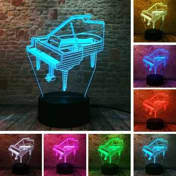 Creative 3D Električna Glasba Kitaro, Bas Kitaro, Klavir, Ples, Balet Dekleta LED 7 Sprememba Barve Baby Otroka Spati Ponoči Luč za Božič