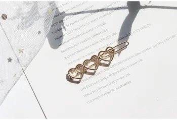 Brezplačna dostava 20 kos/veliko modni nakit dodatki kovinski trojno srce barrettes hairclip lase pin clip Sponko Okraski