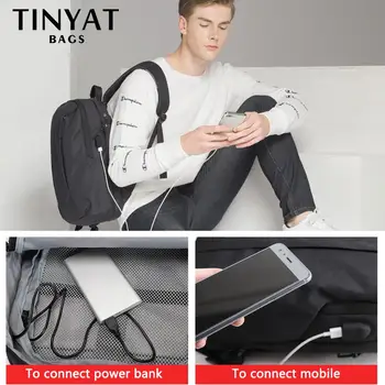 TINYAT Mens laptop nahrbtnik USB za 15.6 inch Človek nahrbtnik Torba 90c odprta Podjetja Ramenski nahrbtnik Moški BagPack Potovanja Mochila
