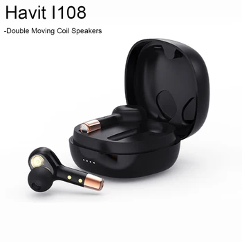 Havit I108 Pravi Brezžični Čepkov TWS 5.0 V Uho Šport Bluetooth Earphons 9D Stereo Dvojno Tuljavo Zvočniki Hrupa Preklic HD Klic