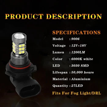 2X H3 H11 9006 HB4 H16 JP LED Luči za Meglo Žarnica Auto Avto Vožnjo Drl Svetilke Žarnice Za Toyota Alphard Tundre Mamutovec RAV4 PREVIA Camry