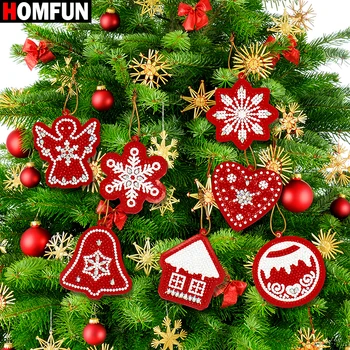 HOMFUN 10pcs DIY Diamond Slikarstvo Božično Drevo Obesek Vaje Posebno Obliko Diamanta Vezenje Božični Okraski za Dom