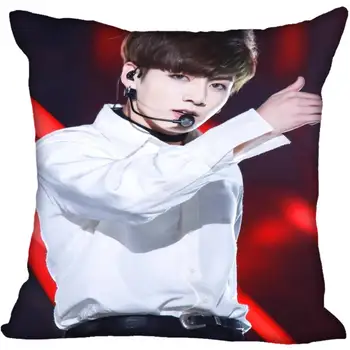 Korejski pop Novo JUNG KOOK Tiskanje Kvadratnih svile Pillowcases Saten Blazino Zajema dva Straneh Prevleke po Meri Logo