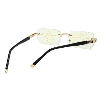 SOOLALA Rimless Progresivna Multifokalna Očala za Branje Očala Proti Modra Svetloba Očala Diamantno Rezanje Presbyopic Očala