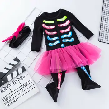 NAS Malčke Baby Dekle 0-24M Otroci Halloween Kostum Jumpsuit Glavo Ruffles Mini Obleka