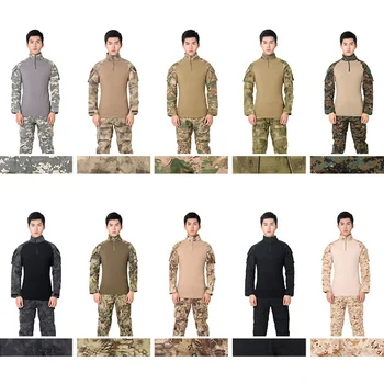 Moški Vojske ZDA Obleko Taktične Vojaške uniforme Prikrivanje ACU nemški Puščavi Boj proti Lovska Oblačila Poln Rokav Airsoft Majica Vrhovi