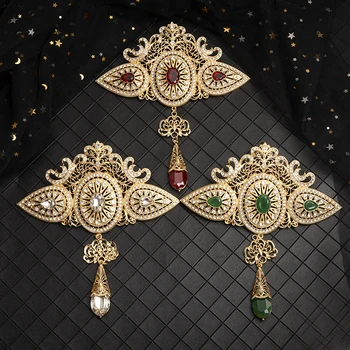 Velika Maroškem slogu nakit broška klasična zlata kristalno votlih-out broška z nosorogovo Arabski poročni nakit